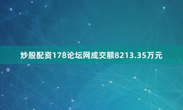 炒股配资178论坛网成交额8213.35万元